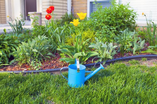 Cranford landscaping design featuring colorful plantings and structured garden beds
